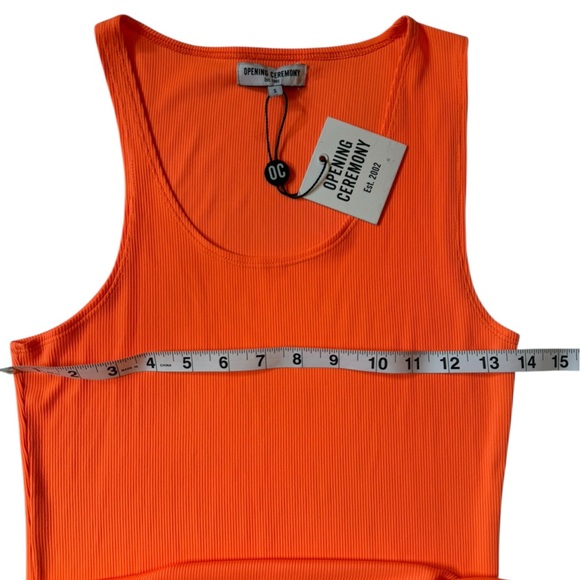 Opening Ceremony Orange Asymmetrical Neck Sleeveless Bodycon Sexy Neon Dress XS - Picture 6 of 12